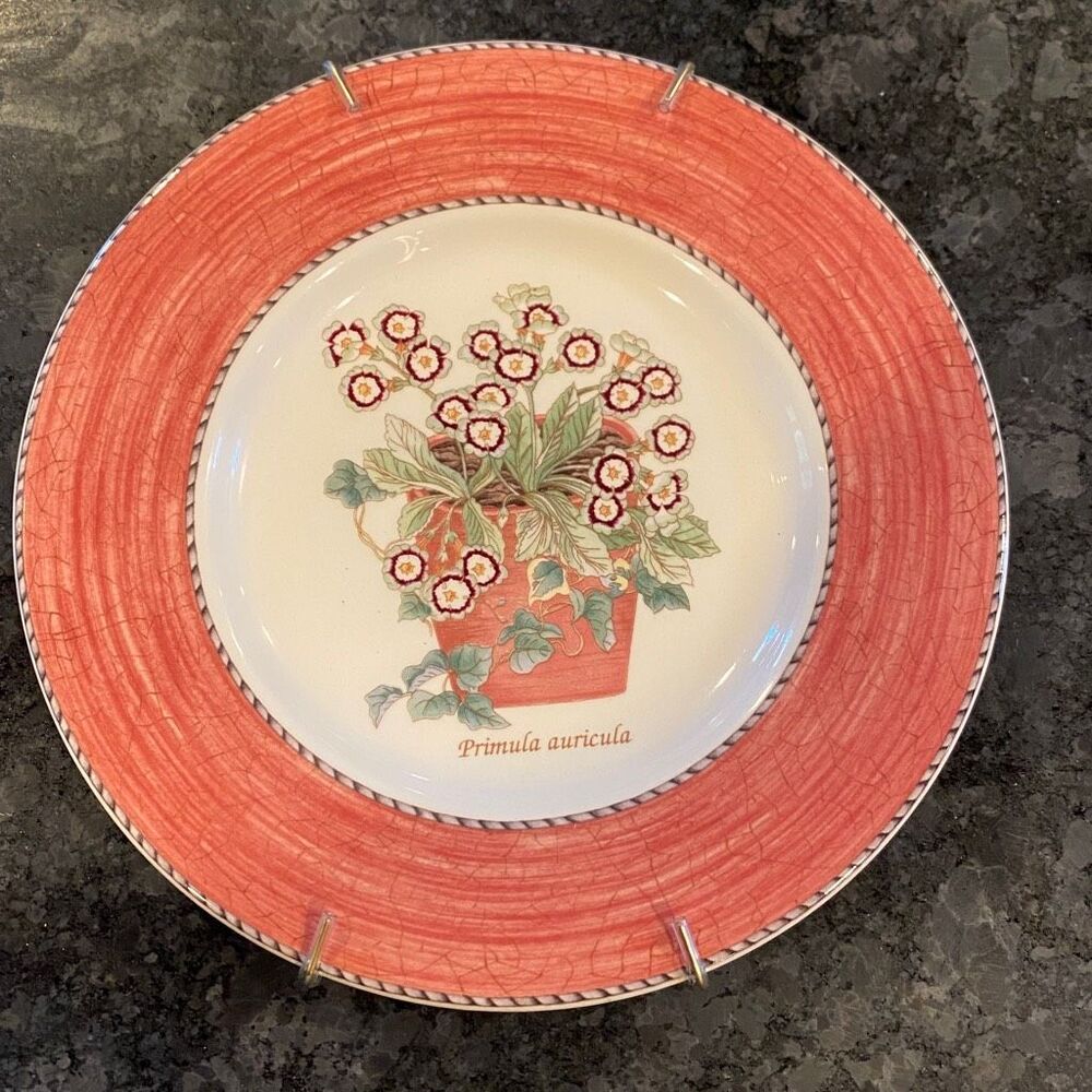Vintage Wedgwood SARAH'S GARDEN Salad Plate Terracotta PRIMULA AURICULA 8”